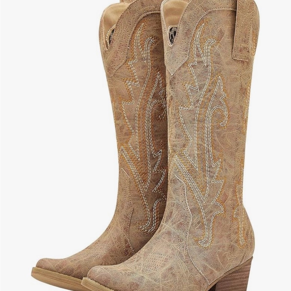 Women's Tan Cowboy Boots-Like new in box!  Only worn once!